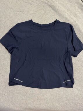 Fabletics Navy Short Sleeve Muscle Tee